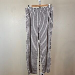 Chico’s Wide Leg Chino Pull On Linen Blend Stripe Pants Size 1.5 10